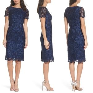 la femme beaded lace sheath dress